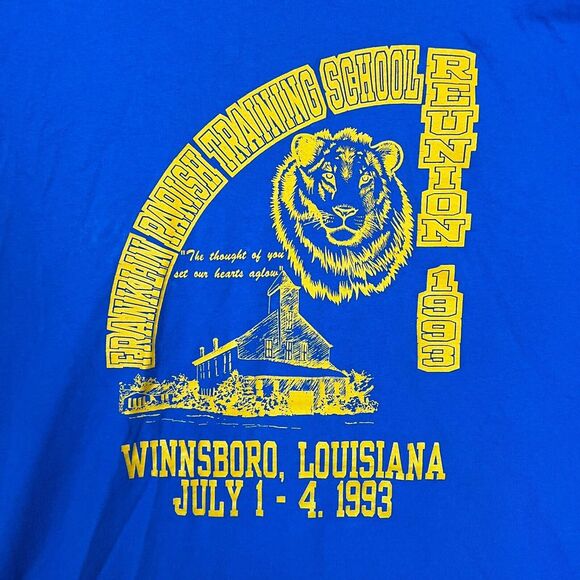 Vintage Franklin Parish Training School Shirt Adult XL Blue Single Stitch 90s - Picture 2 of 11